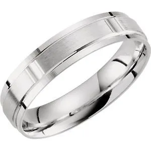 10K White 5 mm Grooved Band Size 14.5