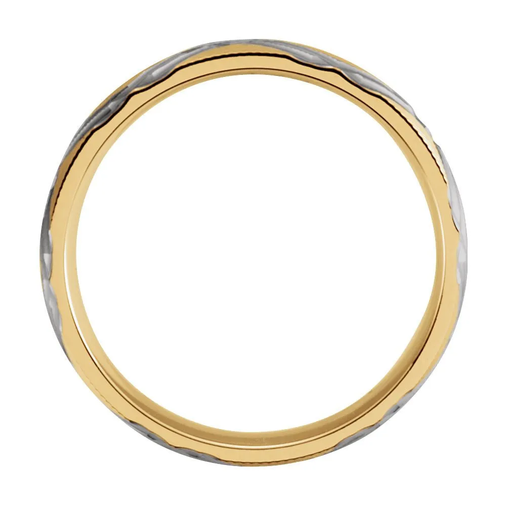 14K Yellow & White 6mm Patterned Band Size 10