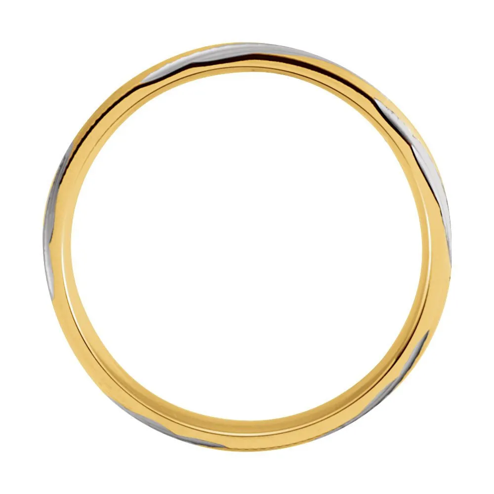 14k Yellow Gold & White 6mm Patterned Band Size 10