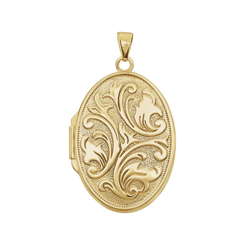 14k Yellow Gold Oval Embossed Locket