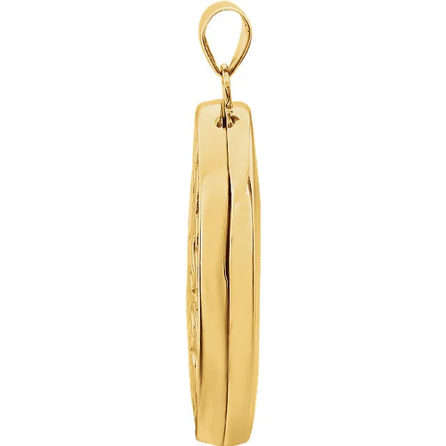 14k Yellow Gold Oval Embossed Locket