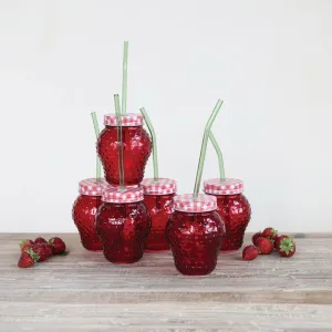 16 oz. Strawberry Shaped Glass with Lid & Glass Straw