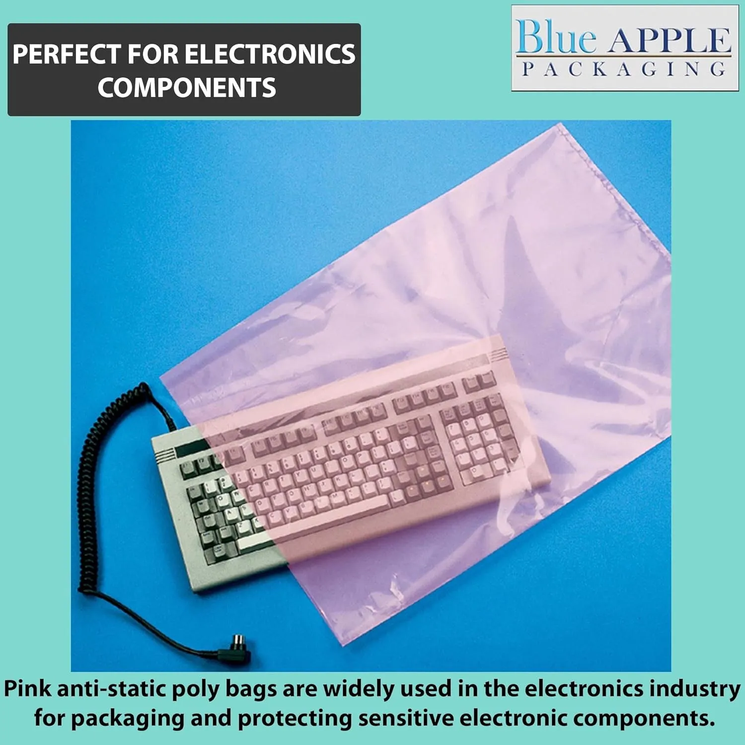 16X18 inches Pink Anti Static Bags 6 Mil Flat