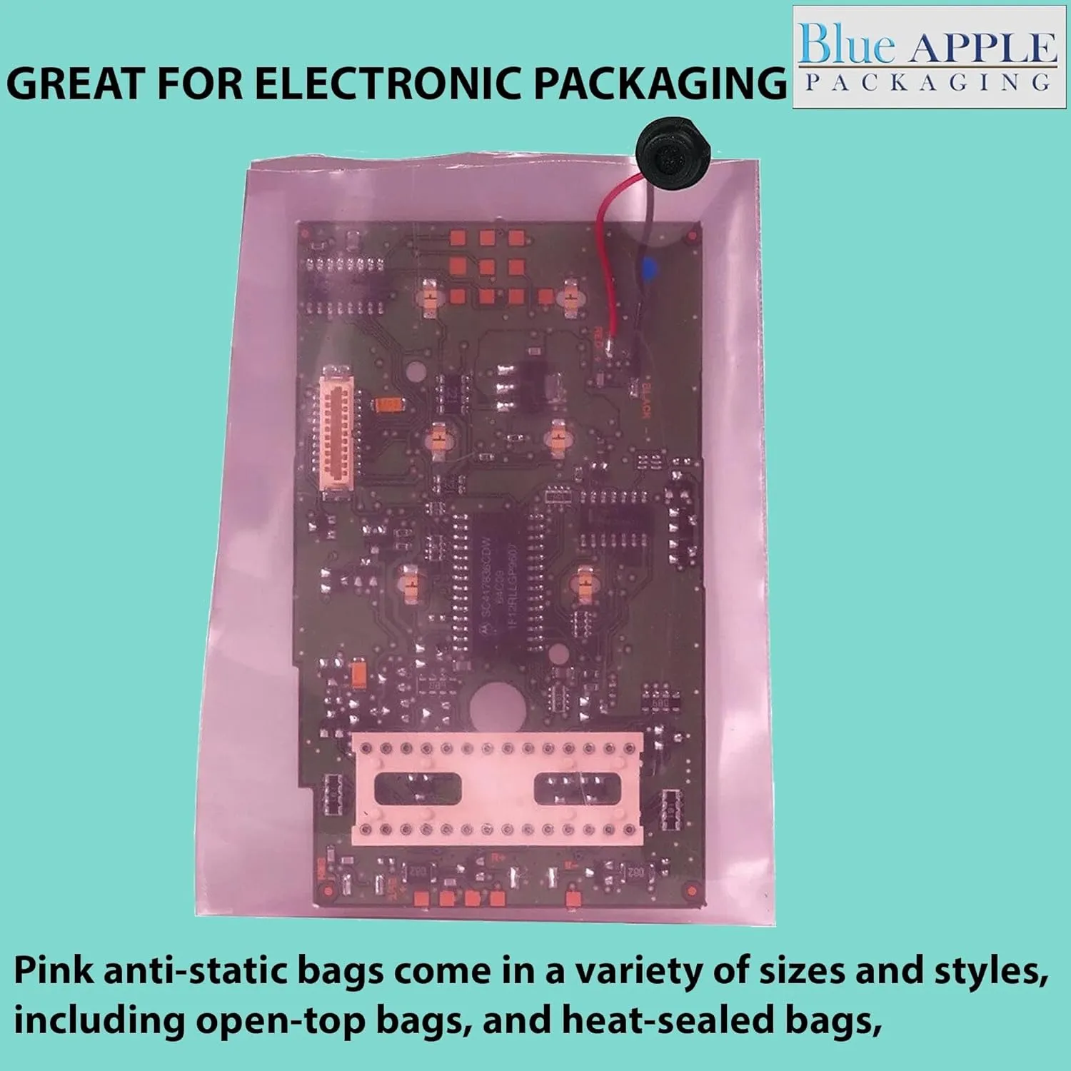 16X18 inches Pink Anti Static Bags 6 Mil Flat