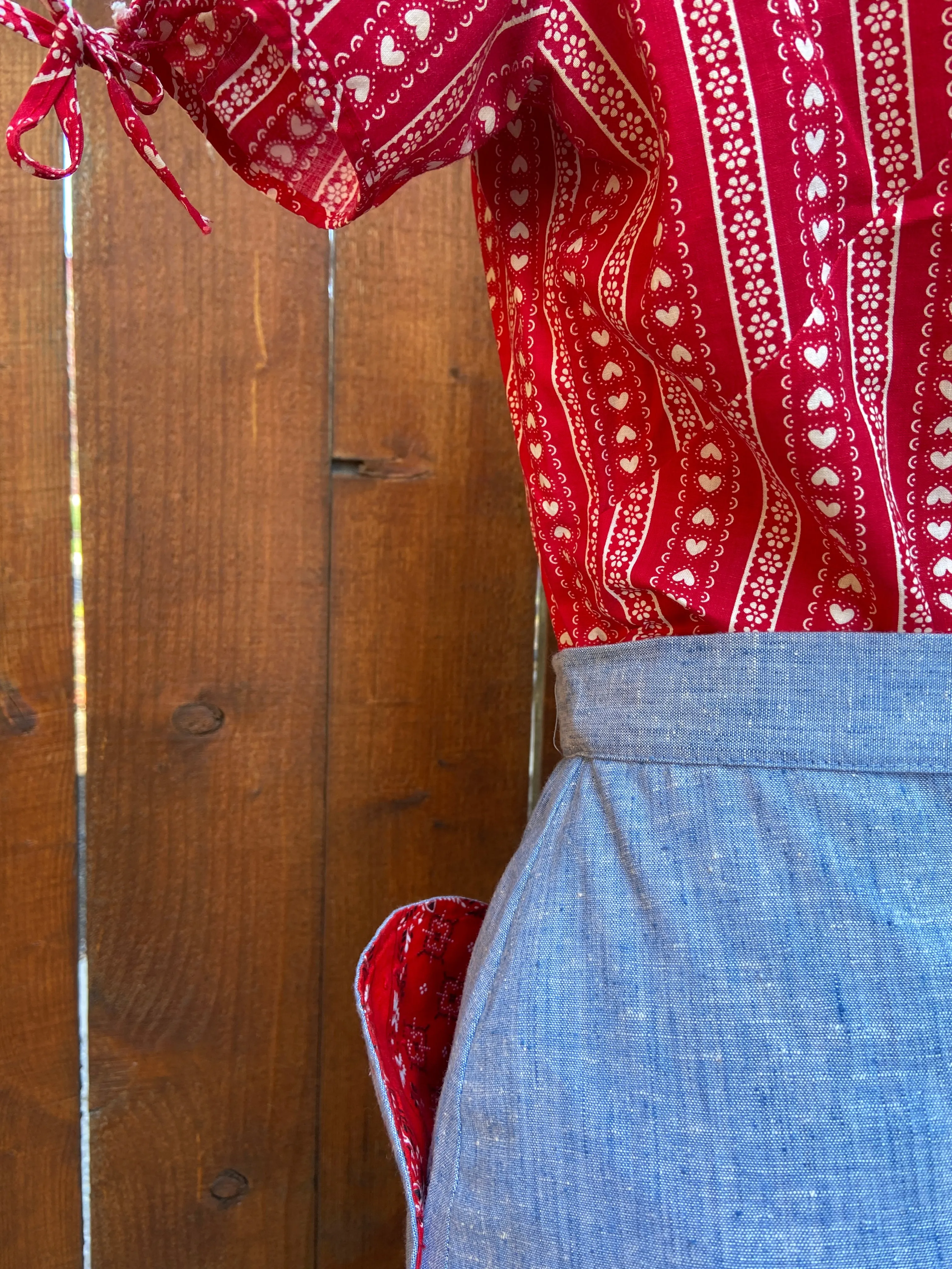 1960s Chambray A-Line Skirt With Pockets