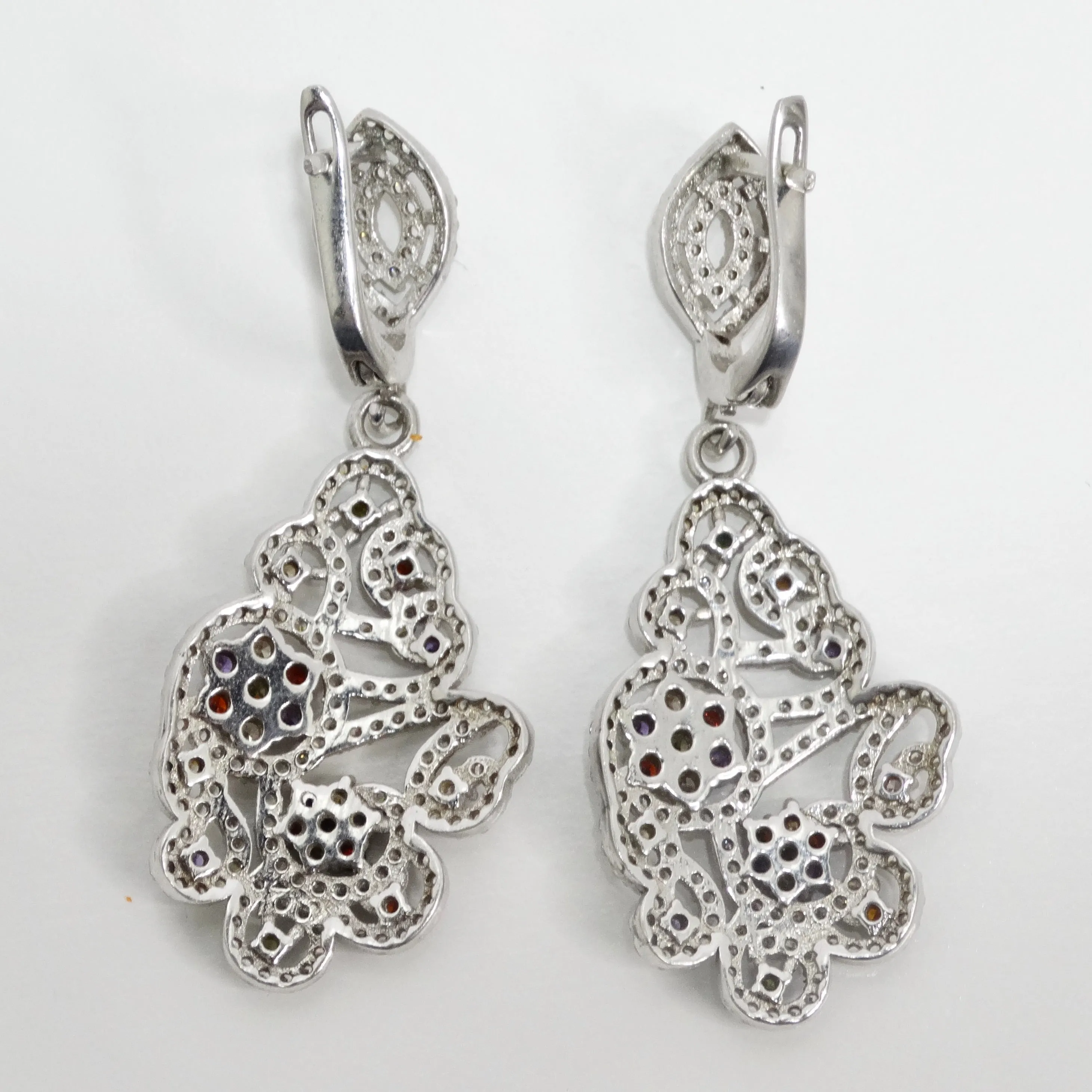 1990s Multicolor Swarovski Crystal Dangle Earrings