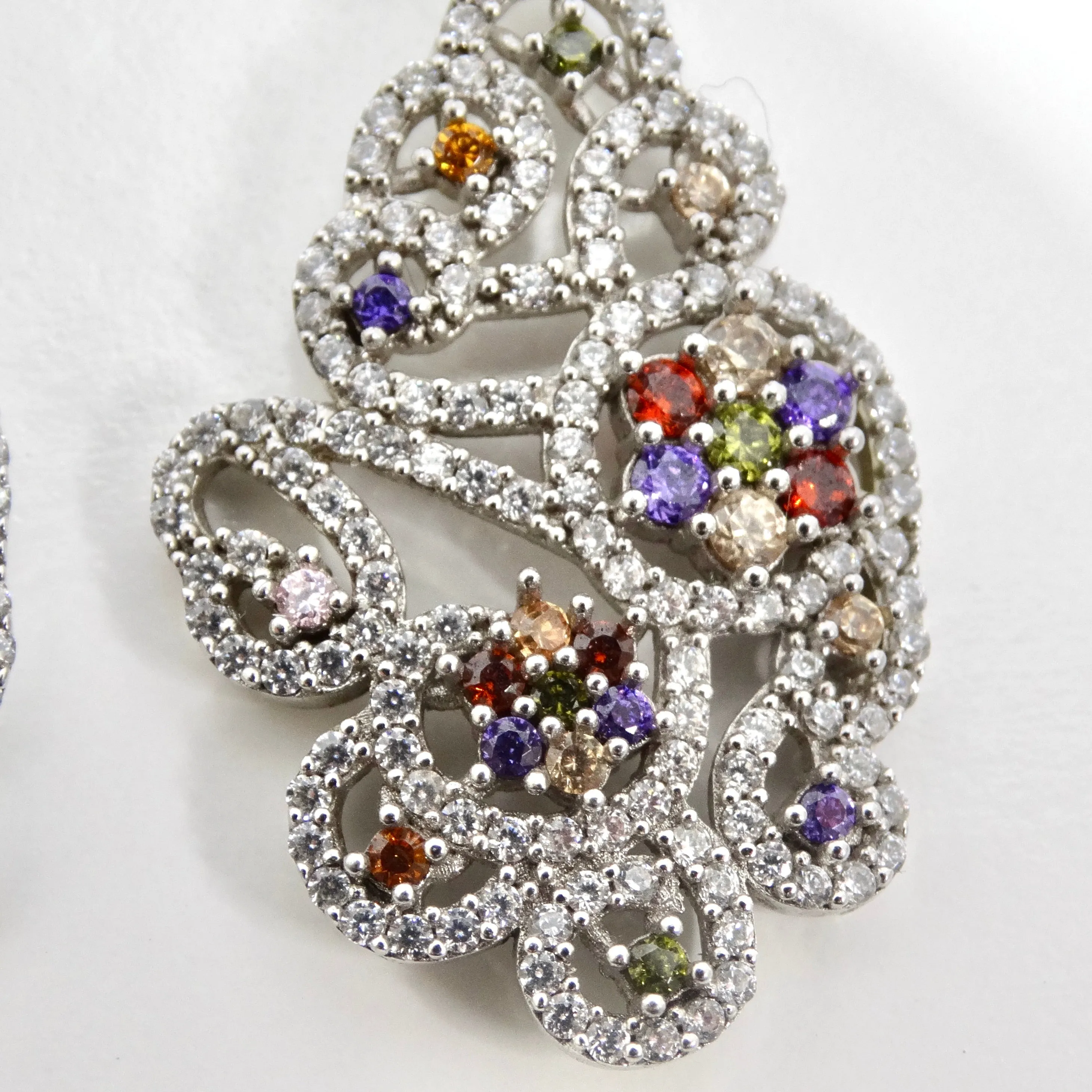 1990s Multicolor Swarovski Crystal Dangle Earrings