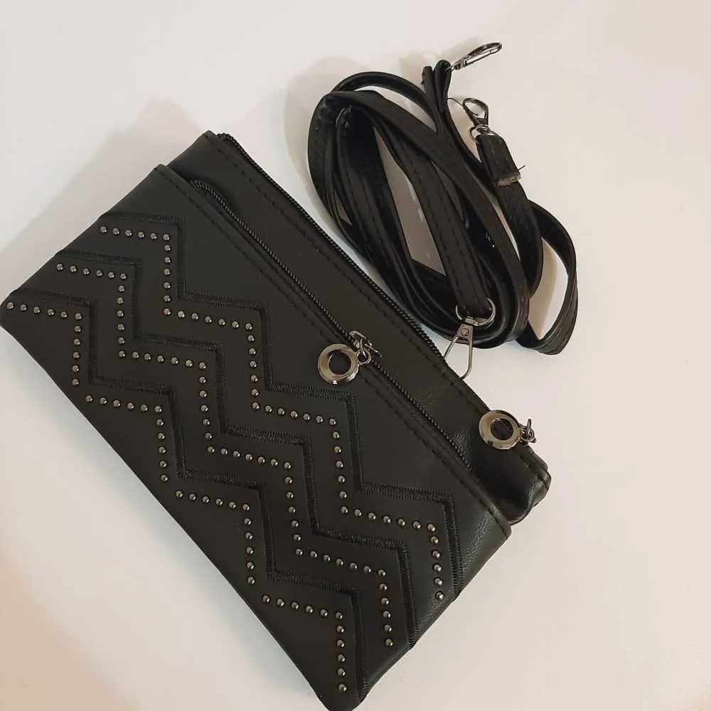 2 in 1 Wallet   Crossbody Bag - Black - W18