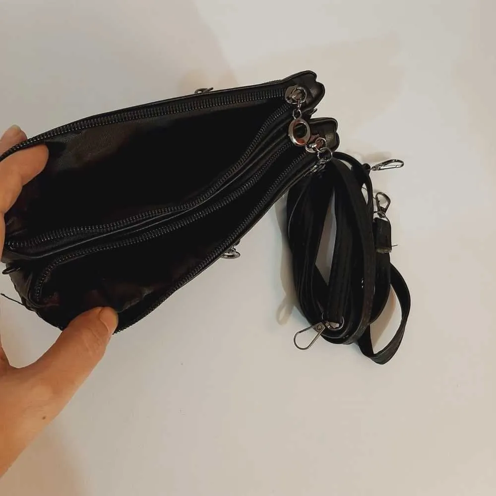 2 in 1 Wallet   Crossbody Bag - Black - W18