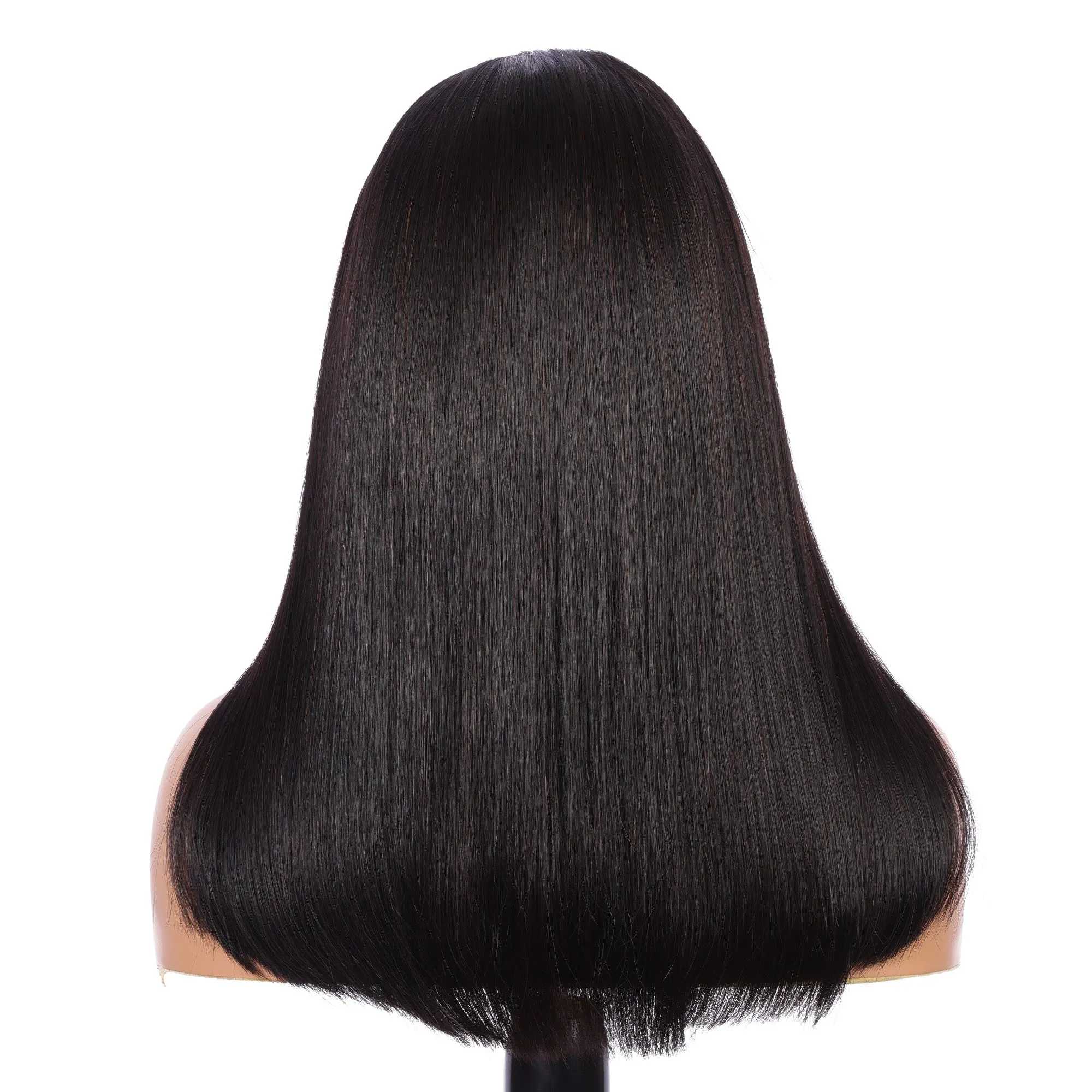 200% Ultra High Density Lace Front Bob Wigs Short Style With Bangs Black Color