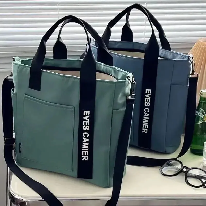 2025 New Casual Tote Large Capacity Shoulder Bag Nylon Waterproof Canvas Handbag Simple Fashion