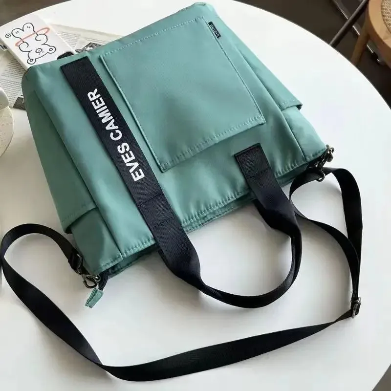 2025 New Casual Tote Large Capacity Shoulder Bag Nylon Waterproof Canvas Handbag Simple Fashion