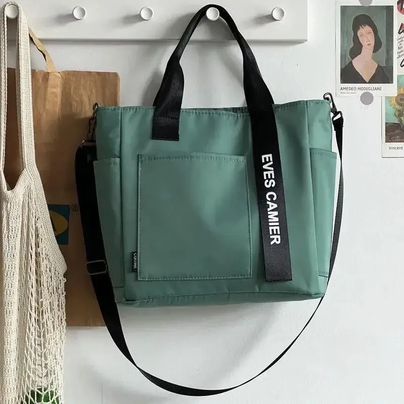 2025 New Casual Tote Large Capacity Shoulder Bag Nylon Waterproof Canvas Handbag Simple Fashion