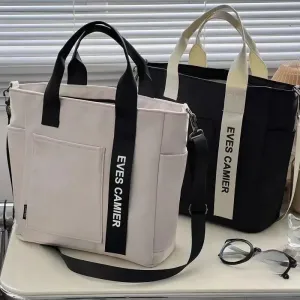 2025 New Casual Tote Large Capacity Shoulder Bag Nylon Waterproof Canvas Handbag Simple Fashion