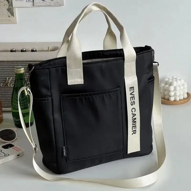 2025 New Casual Tote Large Capacity Shoulder Bag Nylon Waterproof Canvas Handbag Simple Fashion