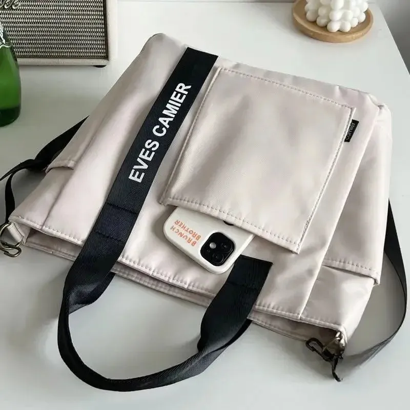 2025 New Casual Tote Large Capacity Shoulder Bag Nylon Waterproof Canvas Handbag Simple Fashion
