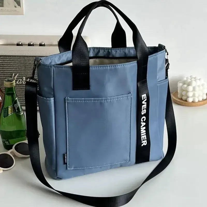 2025 New Casual Tote Large Capacity Shoulder Bag Nylon Waterproof Canvas Handbag Simple Fashion