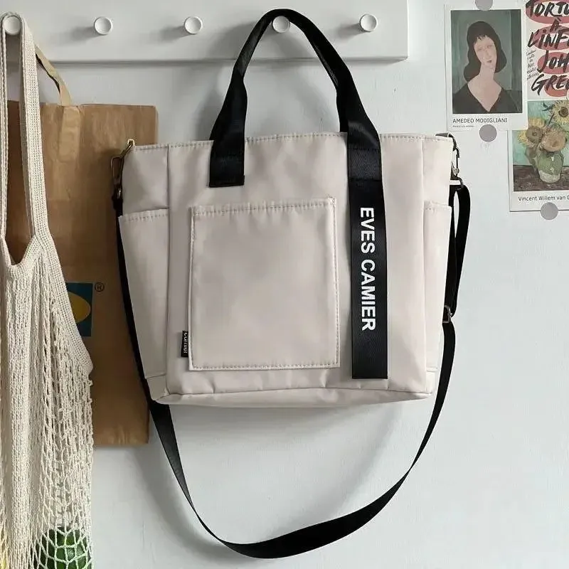 2025 New Casual Tote Large Capacity Shoulder Bag Nylon Waterproof Canvas Handbag Simple Fashion