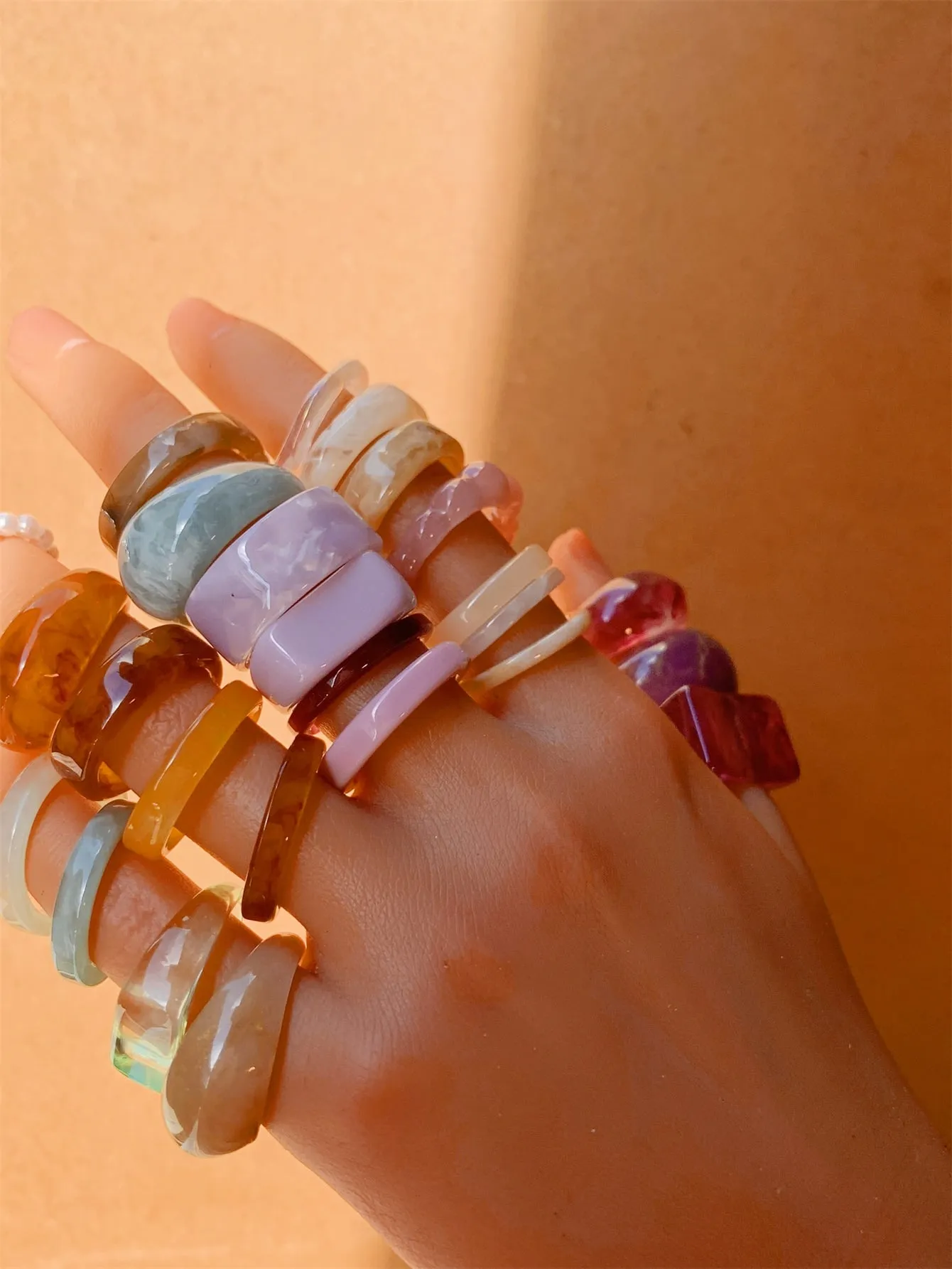 25pcs/set Transparent Resin Ring - Multicolor