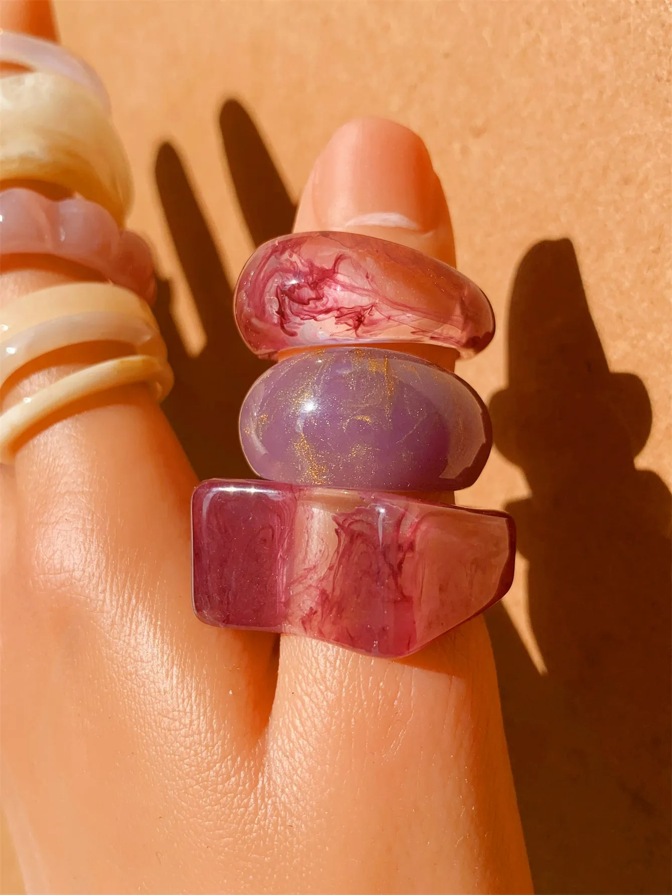 25pcs/set Transparent Resin Ring - Multicolor