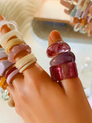 25pcs/set Transparent Resin Ring - Multicolor
