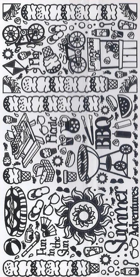 2805SB - Summer - scrapbook stickers - black - Dazzles Stickers