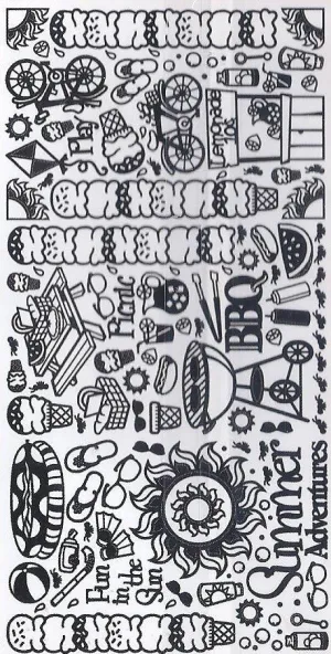 2805SB - Summer - scrapbook stickers - black - Dazzles Stickers