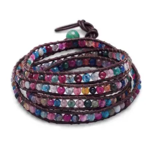 29"   1" Leather Wrap Bracelet with Agate