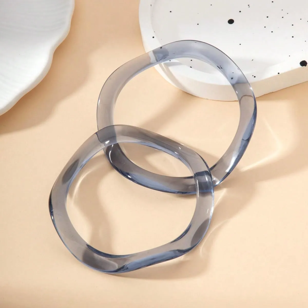 2pcs/Set Style Acrylic Wave Design Bangle Bracelet