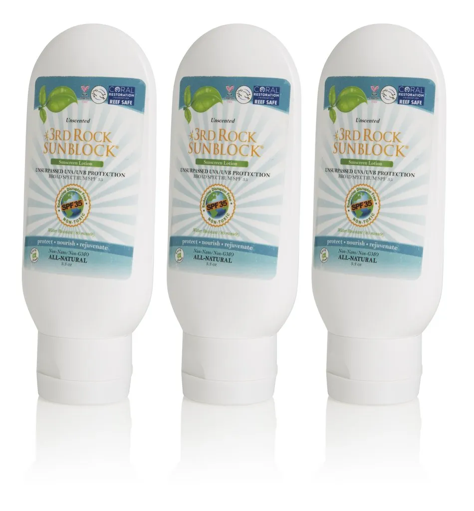 3rd Rock Sunblock® Sunscreen Lotion - Unscented - Zinc Oxide SPF 35 (3-pack)