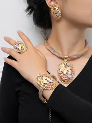 5pcs Multicolor Butterfly Shaped Decor Jewelry Set - Multicolor- FD ⚡