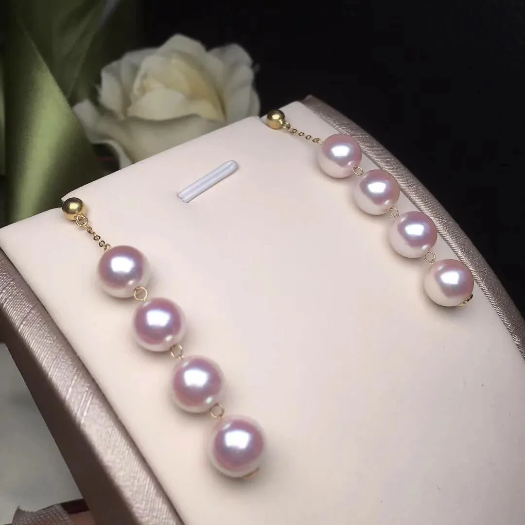8.0-8.5 mm Cultured White Akoya Pearl Petal Drop Earring in Gold