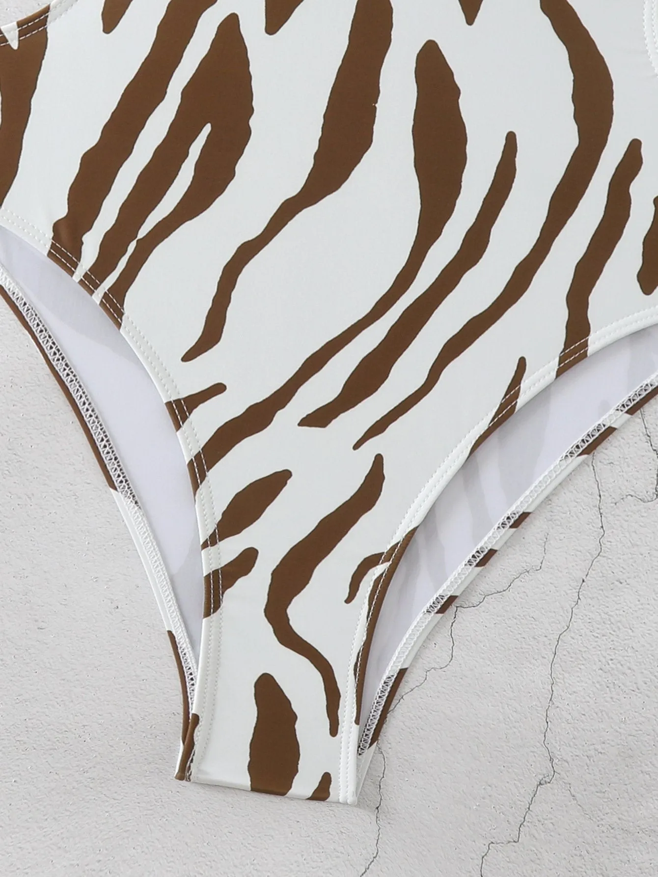 84Volt  Zebra patterned one shoulder One Piece Swimsuit - As shown / S