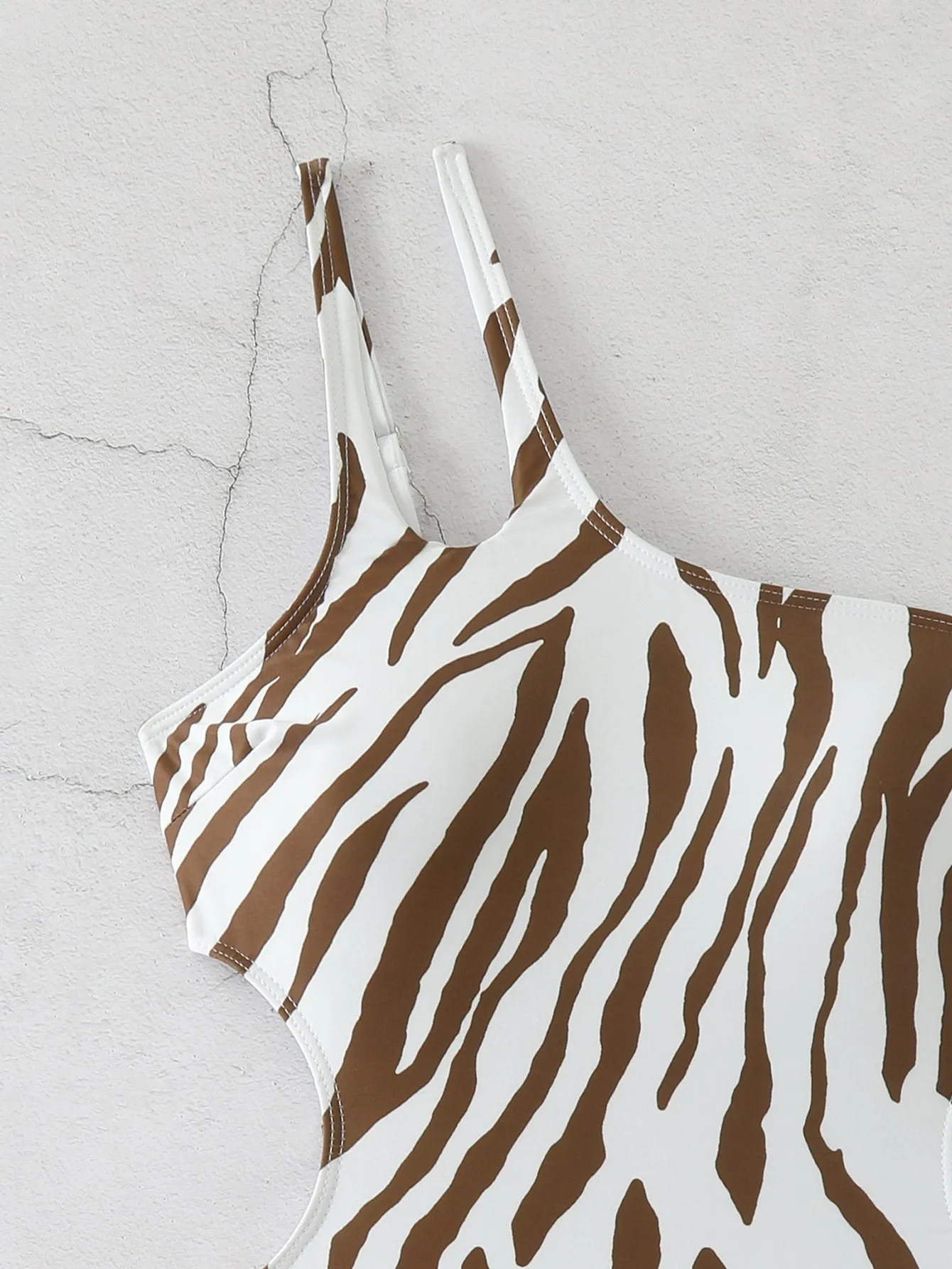 84Volt  Zebra patterned one shoulder One Piece Swimsuit - As shown / S