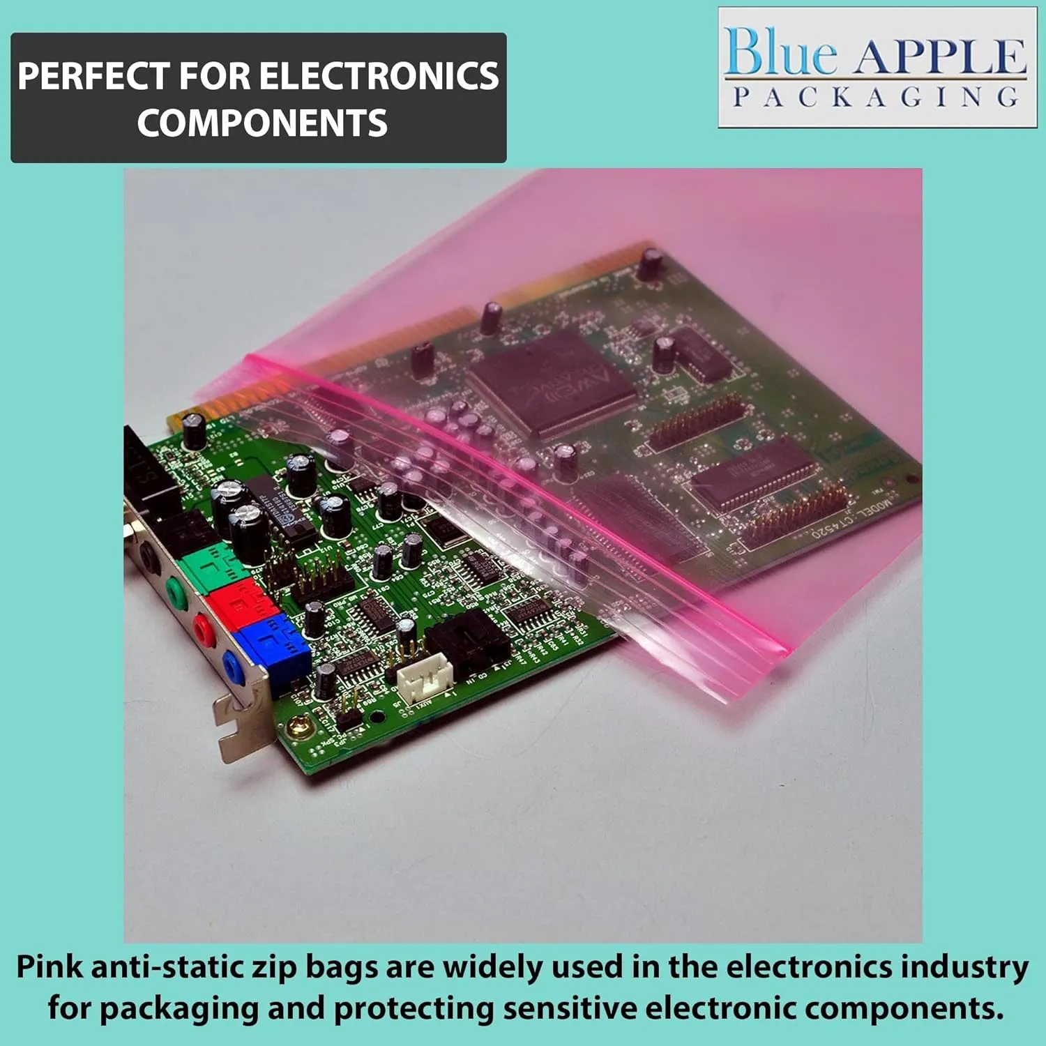 8X10 inches Pink Anti Static Zip Lock Bags 4 Mil