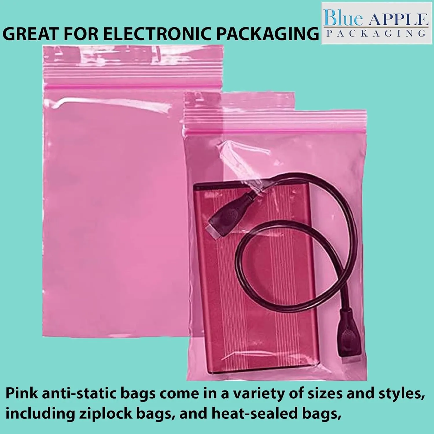 8X10 inches Pink Anti Static Zip Lock Bags 4 Mil