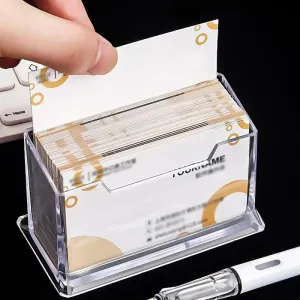 Acrylic Transparent Business Card Holder - Desktop Display Stand for Office Supplies