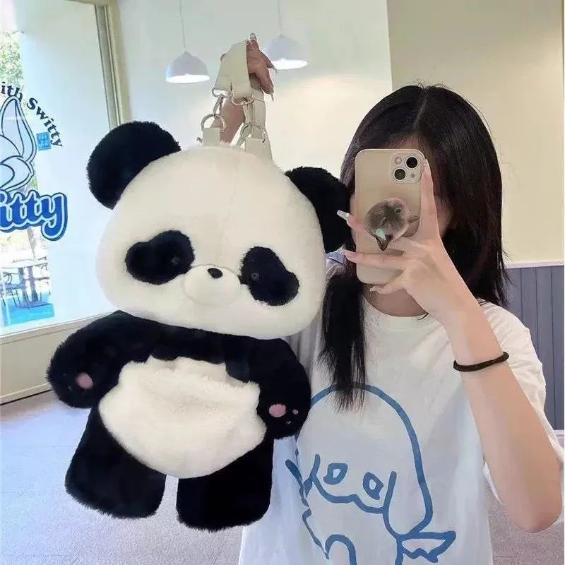 Adorable Panda Plush Backpack 🐼💕 | Kawaii Cartoon School Bag for Girls 🎒✨