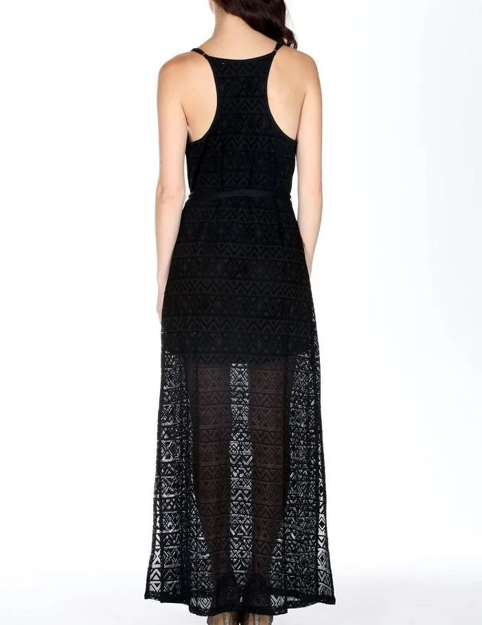 After Dark Maxi Dress With Self Tie Belt