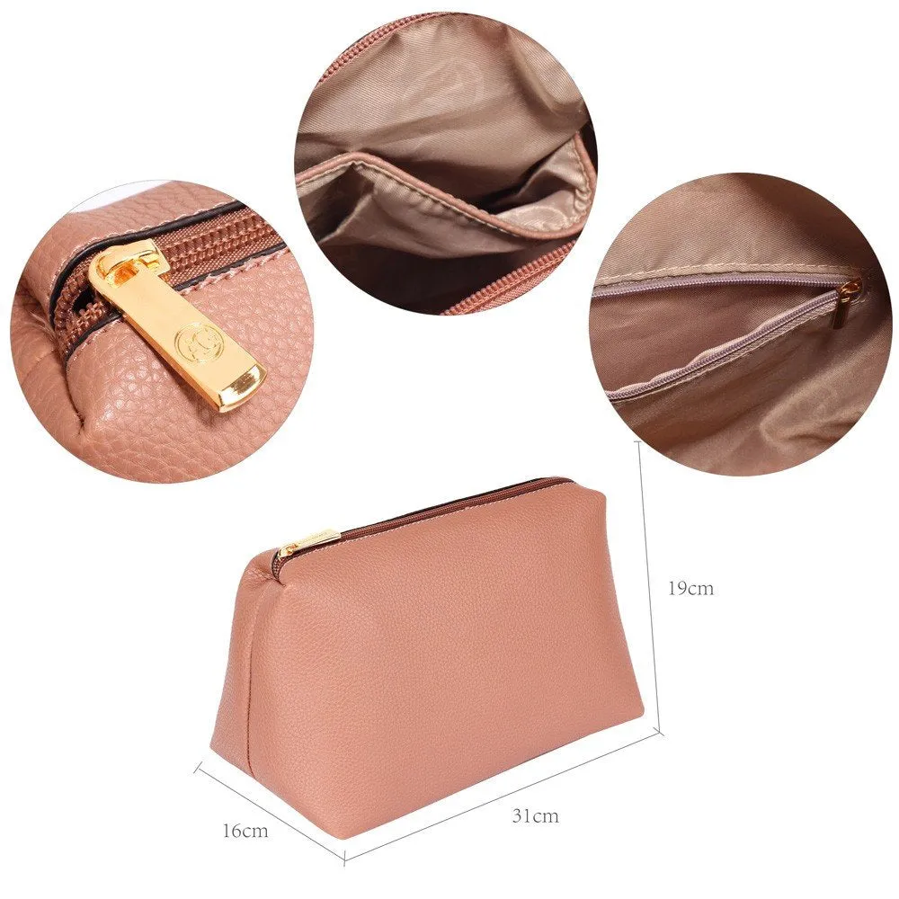 AG00190 - Pink Hobo Bag With Faux-Fur Charm