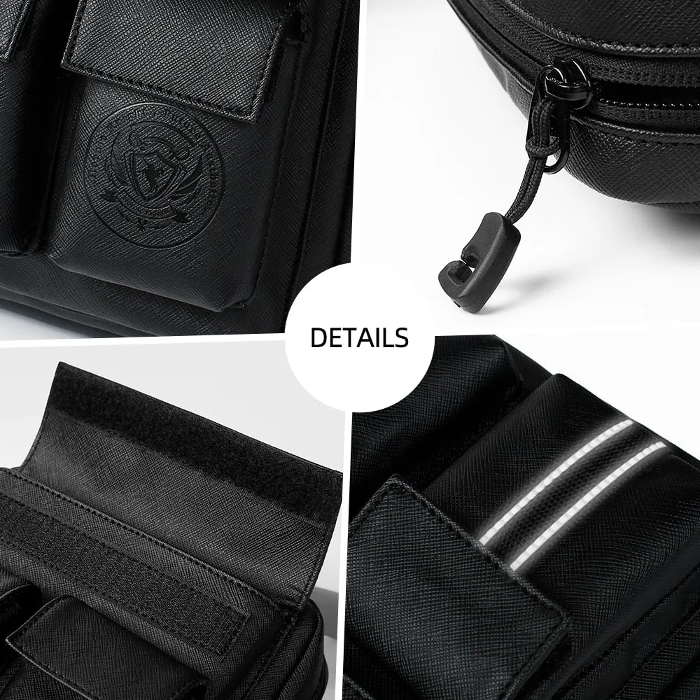 All Black Casual Crossbody Bag Small Messenger Bag Shoulder Bag for Men
