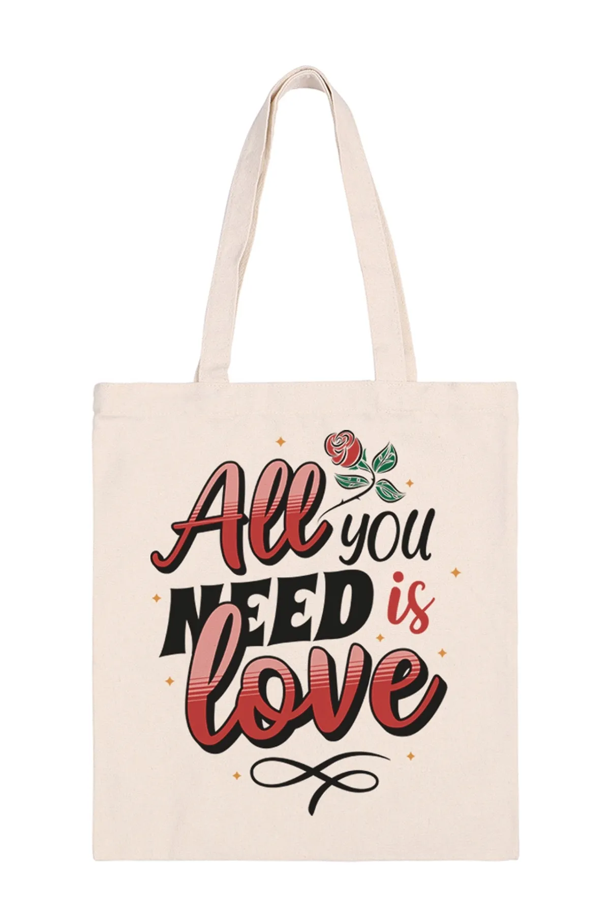 All You Need is Love Print Minimalist Fashion Tote Bag - Pack of 6