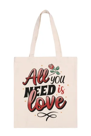 All You Need is Love Print Minimalist Fashion Tote Bag - Pack of 6