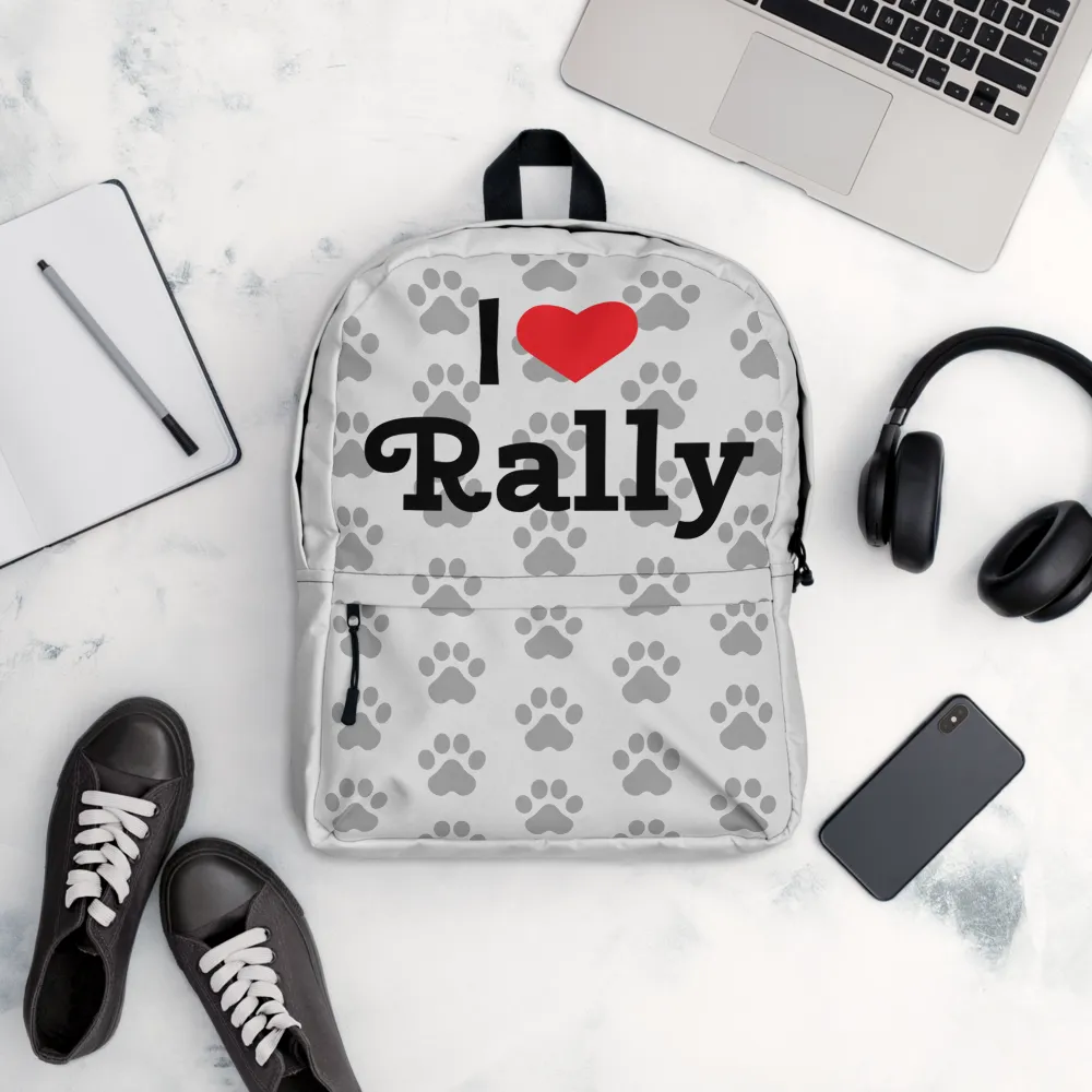 Allover Grey Paws & I Heart Rally Backpack-Lt. Grey