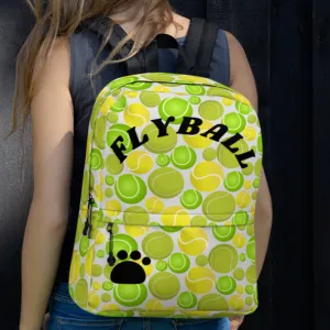 Allover Tennis Balls & Flyball & Paw Dog Backpack-Lt. Grey