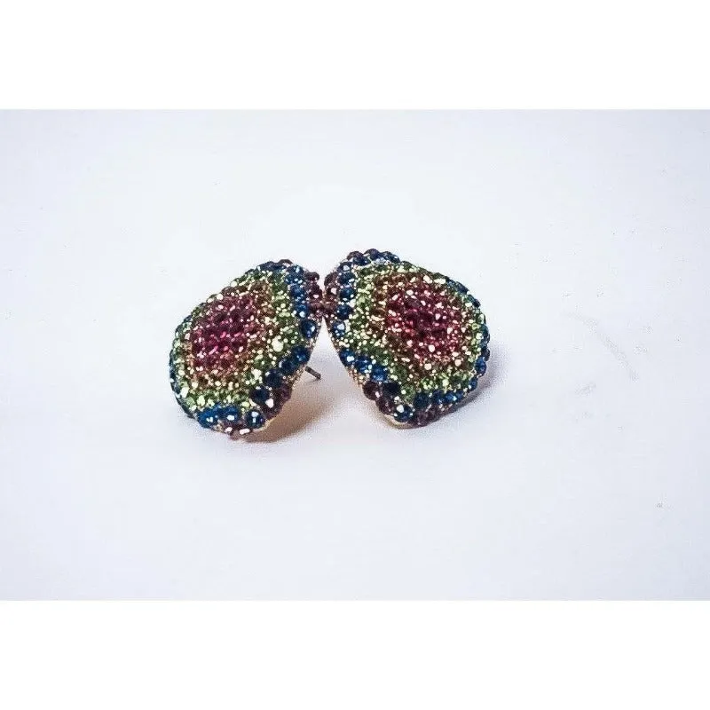 Amari Rainbow Rhinestone Heart Earrings