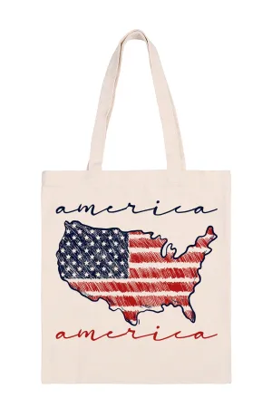 America Print Minimalist Fashion Tote Bag - Pack of 6
