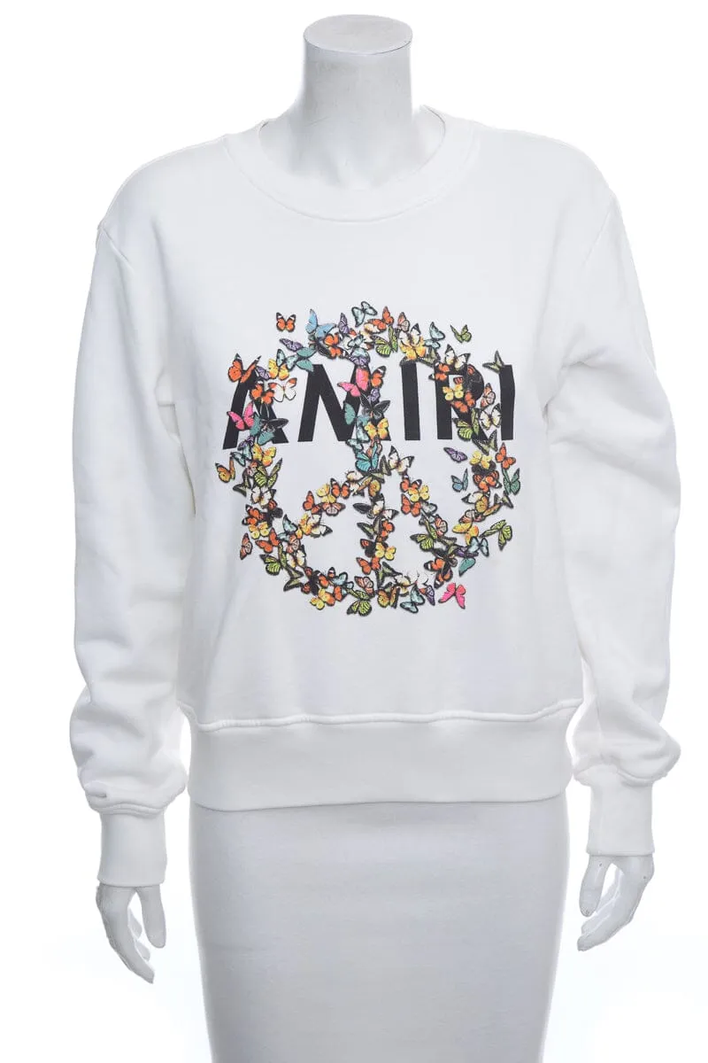 Amiri Multicolor Butterfly Logo Crew Neck Sweater SZ XS