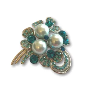 Aqua Pearl Brooch