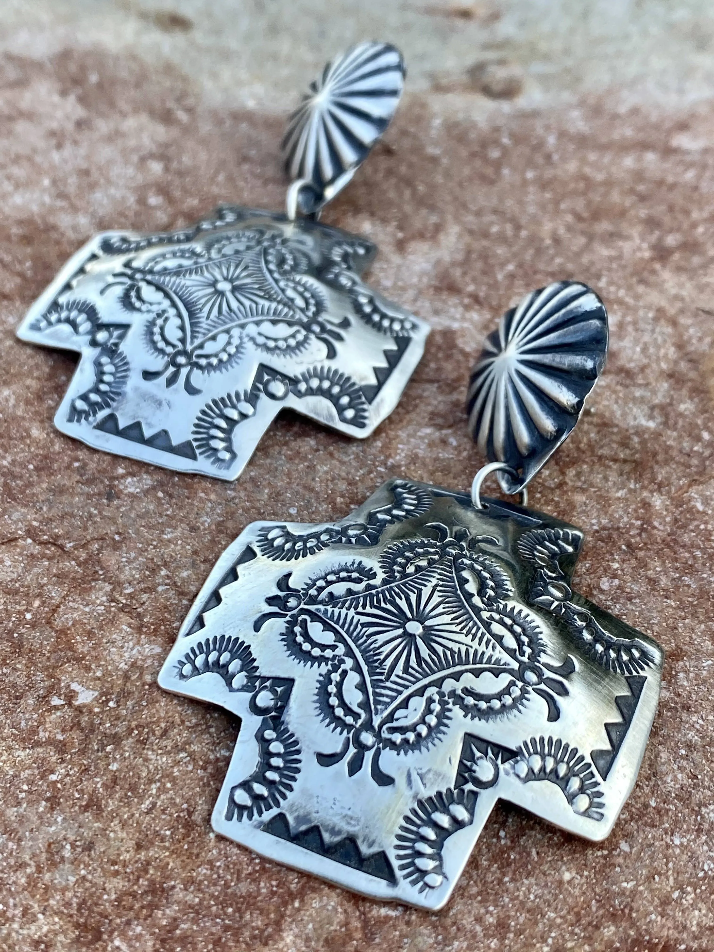 Ashley Sterling Concho Cross Earrings